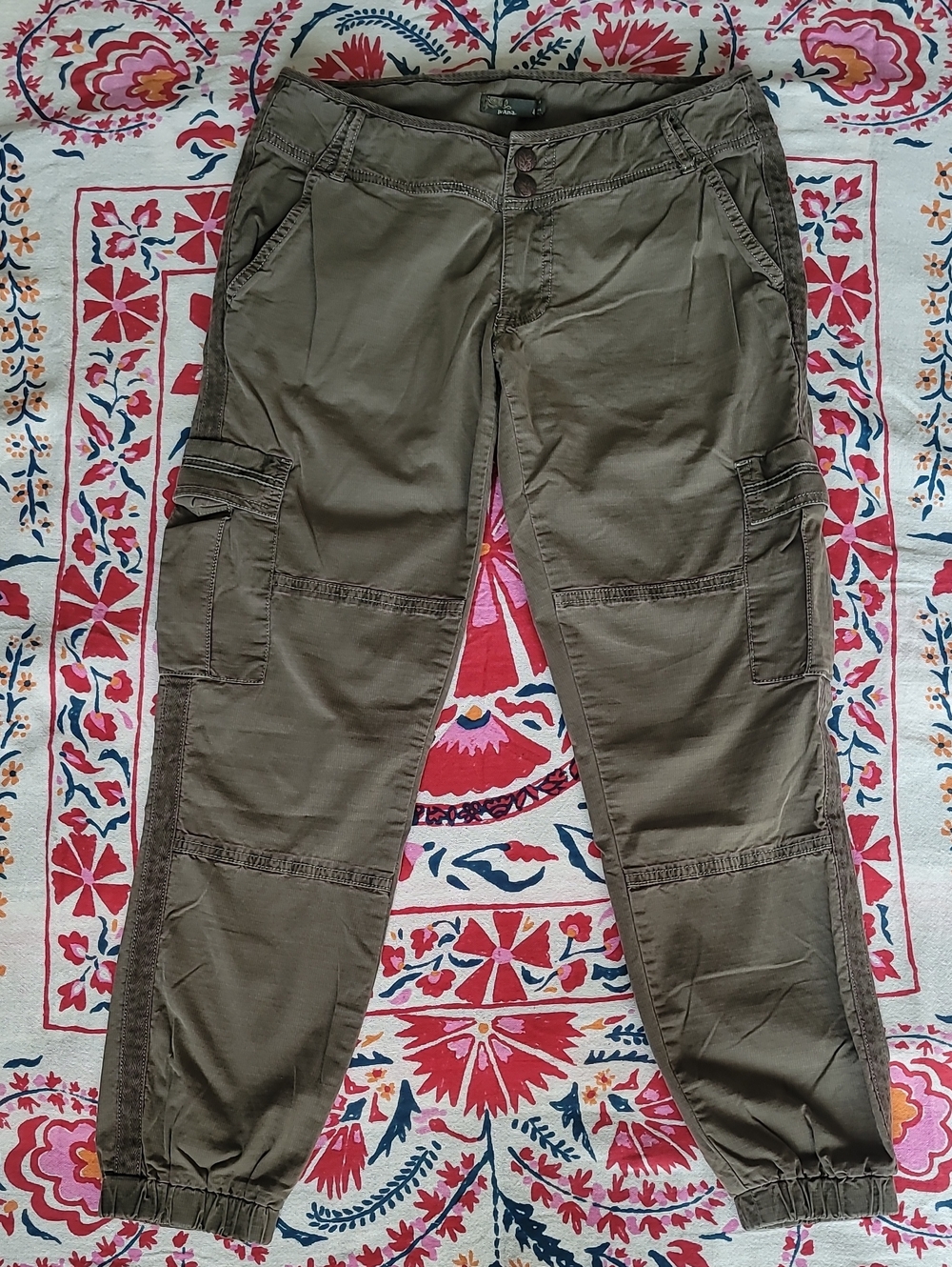 Prana Womens Olive Cargo Jogger Pants
